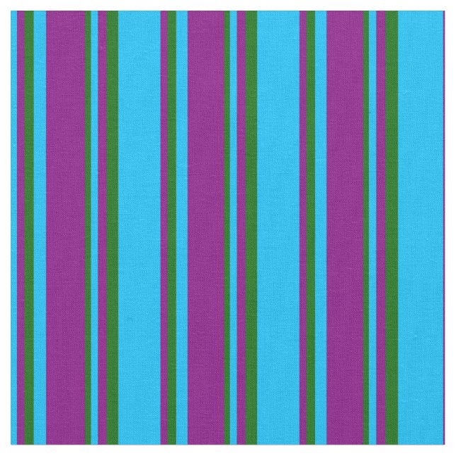 Tissu Motif bleu ciel profond, violet et vert foncé (Fermer)