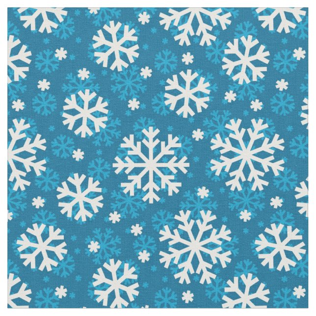 Tissu Motif bleu de flocon de neige d'hiver (Fermer)