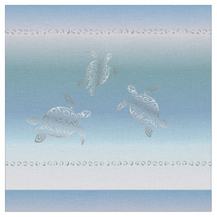 Tissu Motif bleu de gradient de tortues argentées