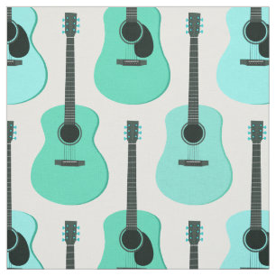 Tissu Motif bleu de guitares acoustiques