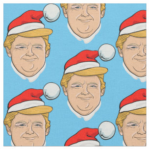 Tissu motif bleu de Noël Donald Trump