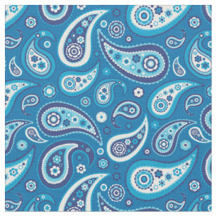 Tissu Motif bleu de Paisley de rétro saphir
