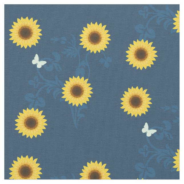 Tissu motif bleu de tournesol (Fermer)