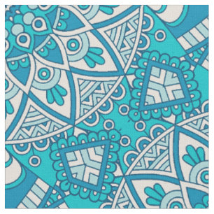 Tissu Motif bleu de tuile de mandala