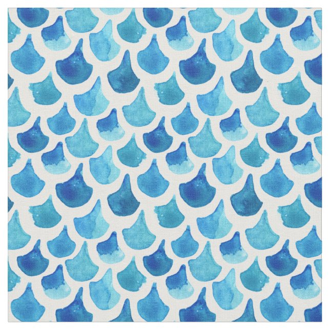 Tissu Motif bleu d'échelle d'aquarelle (Fermer)