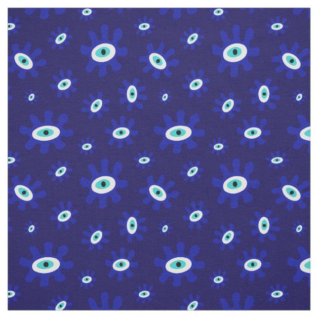 Tissu Motif bleu et blanc de l'oeil grec (Échantillon)
