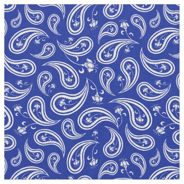 Tissu Motif bleu et blanc Paisley (Fermer)