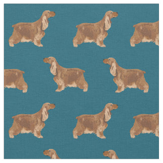 Tissu motif bleu foncé de Cocker Spaniel