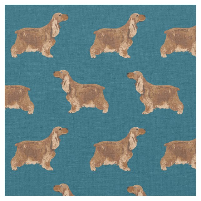 Tissu motif bleu foncé de Cocker Spaniel (Fermer)