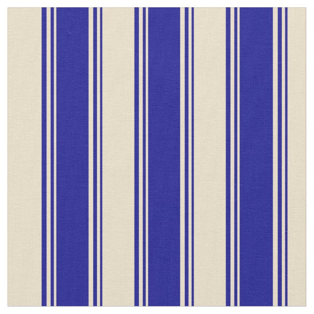 Tissu Motif bleu foncé et bande/lignes tan (Fermer)