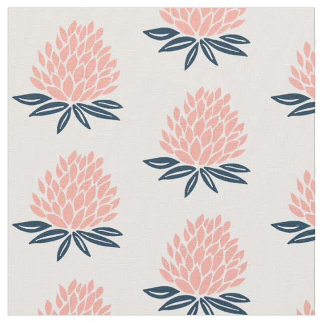 Tissu Motif bleu rose Nénuphar Lotus (Fermer)