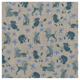 Tissu Motif bleu-vert de caniche sur un arrière - plan