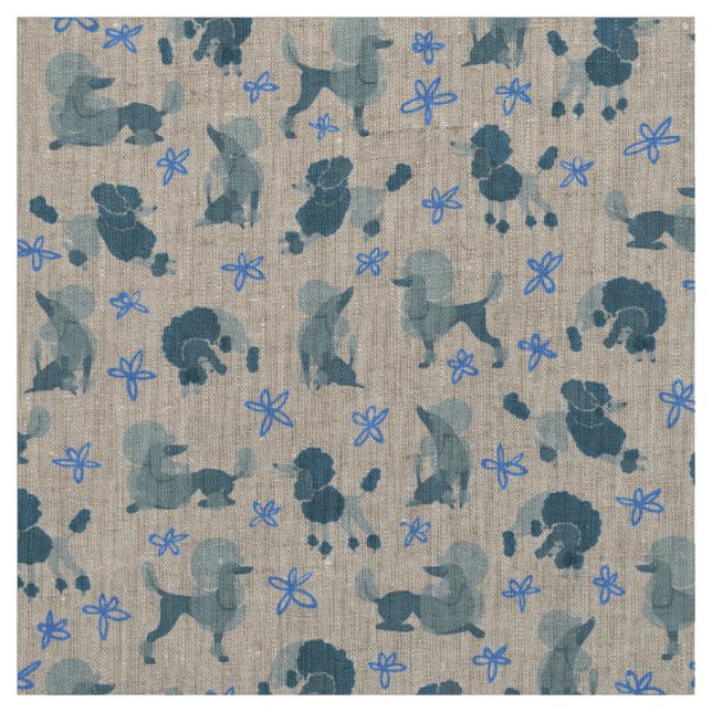 Tissu Motif bleu-vert de caniche sur un arrière - plan (Échantillon)