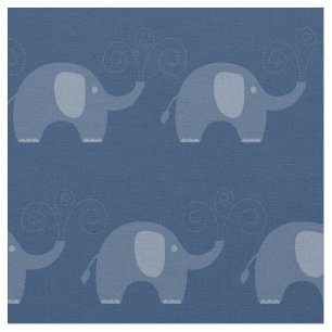 Tissu Motif Blue Elephant de la marine moderne