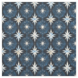 Tissu Motif Blue Starburst Googie