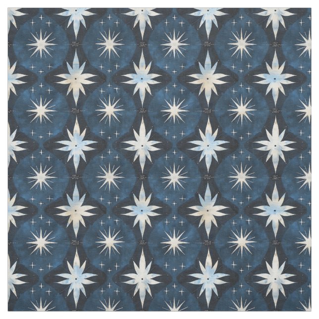 Tissu Motif Blue Starburst Googie (Échantillon)