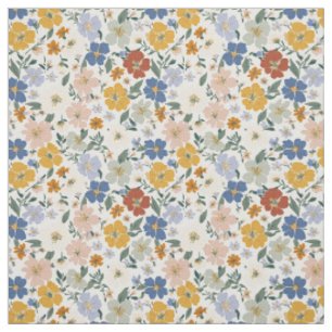 Tissu Motif Bohème de Prairie de Fleurs Sauvages
