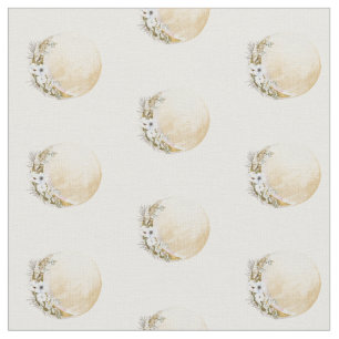 Tissu Motif Boho Gold Floral Moon