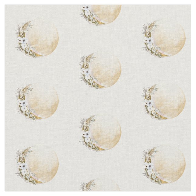 Tissu Motif Boho Gold Floral Moon (Fermer)
