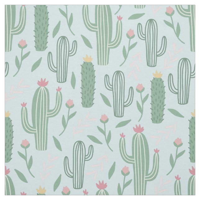 Tissu Motif botanique de Cactus (Échantillon)