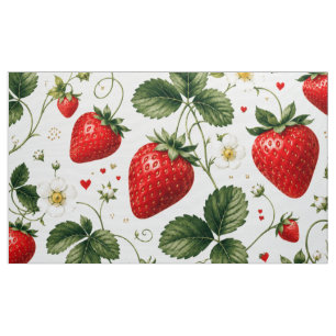 Tissu Motif botanique de fraise sans couture de style vi