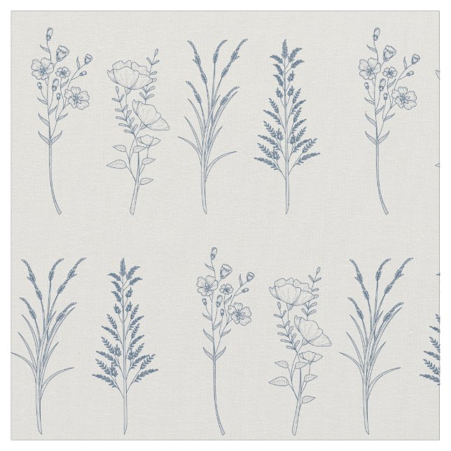 Tissu Motif botanique fleur sauvage (Fermer)
