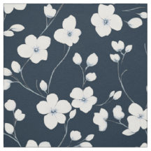 Motif botanique Navy White Blossom