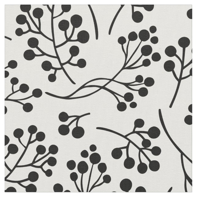 Tissu Motif botanique noir blanc simple (Fermer)