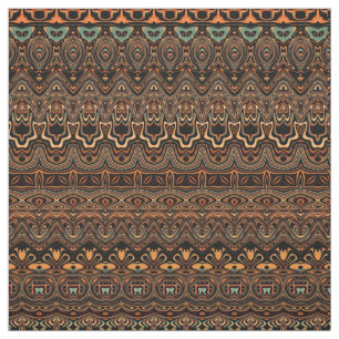 Tissu Motif Brown Boho Chic Gold