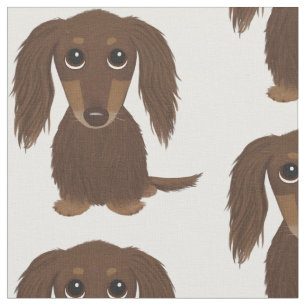 Tissu Motif brun chocolat à cheveux longs mignon de