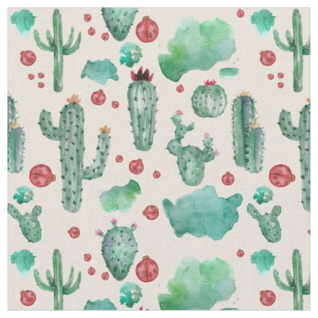 Tissu motif cactus et ladybug - arrière - plan beige (Fermer)