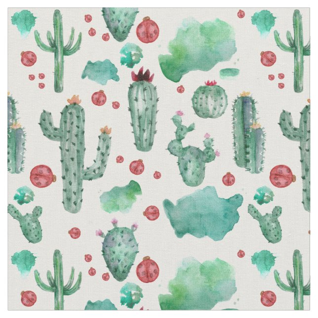 Tissu motif cactus et ladybug - arrière - plan blanc, (Fermer)