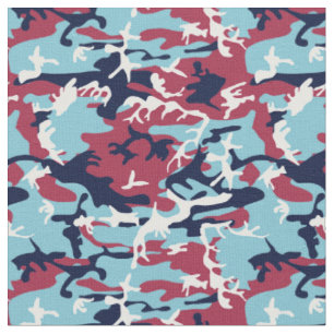 Tissu Motif Camo - Bleu blanc bleu marine