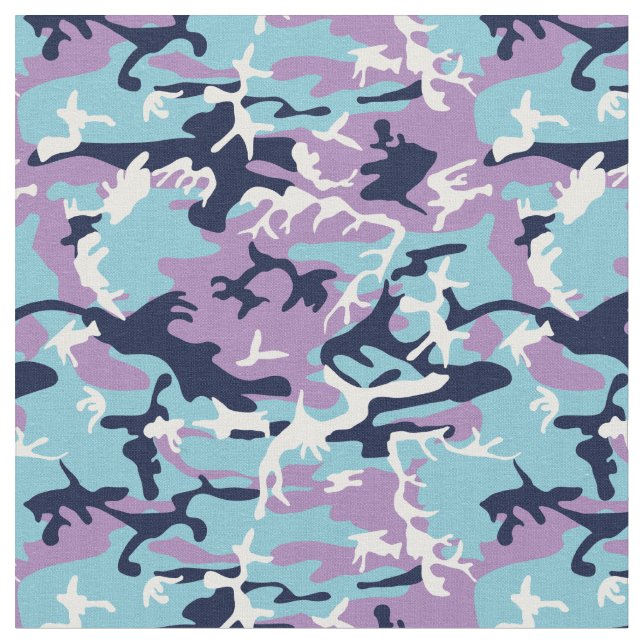 Tissu Motif Camo - Violet Marine Bleu Blanc (Fermer)
