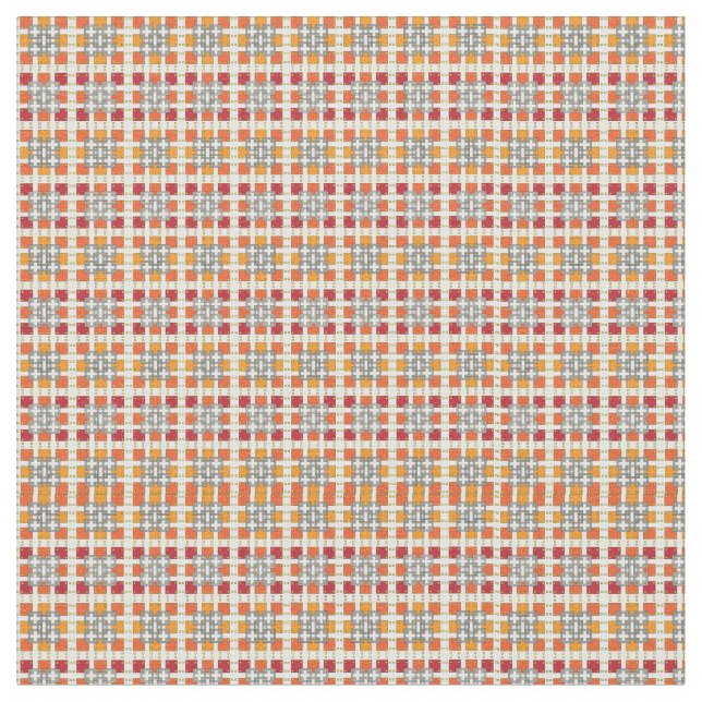Tissu Motif carré moderne géométrique rouge ambre (Fermer)