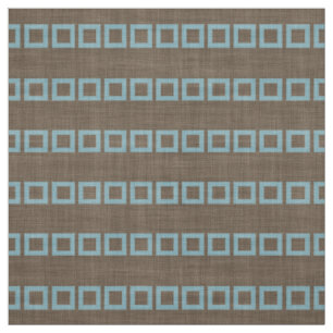 Tissu Motif Carré turquoise Bleu Sur Café Foncé Brown