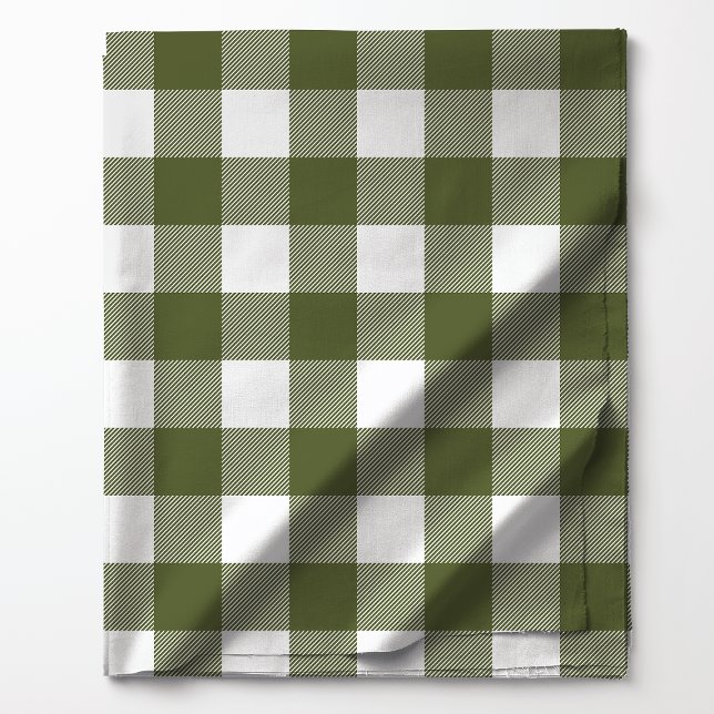 Tissu Motif carreau bison vert olive et blanc (Créateur téléchargé)