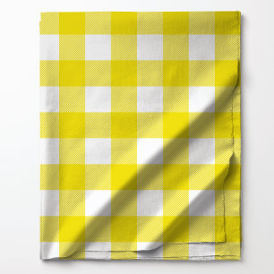 Tissu Motif carreau buffle jaune vif et blanc