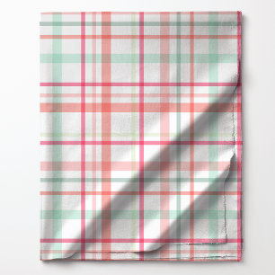 Tissu Motif carreau rose pastel et vert vif