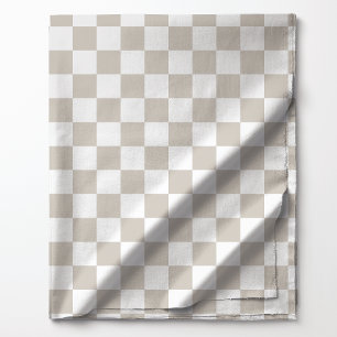Tissu Motif carreauté blanc et tan d'avoine
