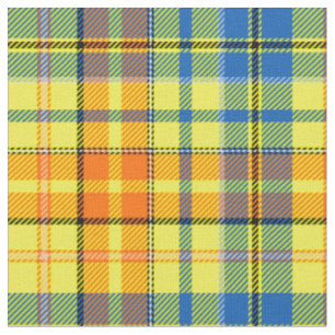 Tissu Motif carreaux tartan bleu orange jaune