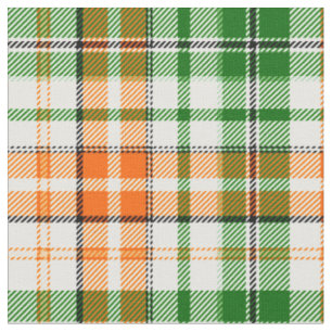 Tissu Motif carreaux tartan vert orange blanc