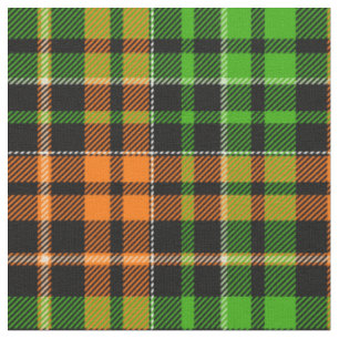 Tissu Motif carreaux tartan vert orange noir