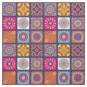 Tissu Motif carrelé floral de mandala spirituel