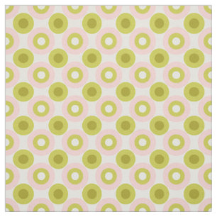 Tissu Motif Cercles Rose Vert Rétro