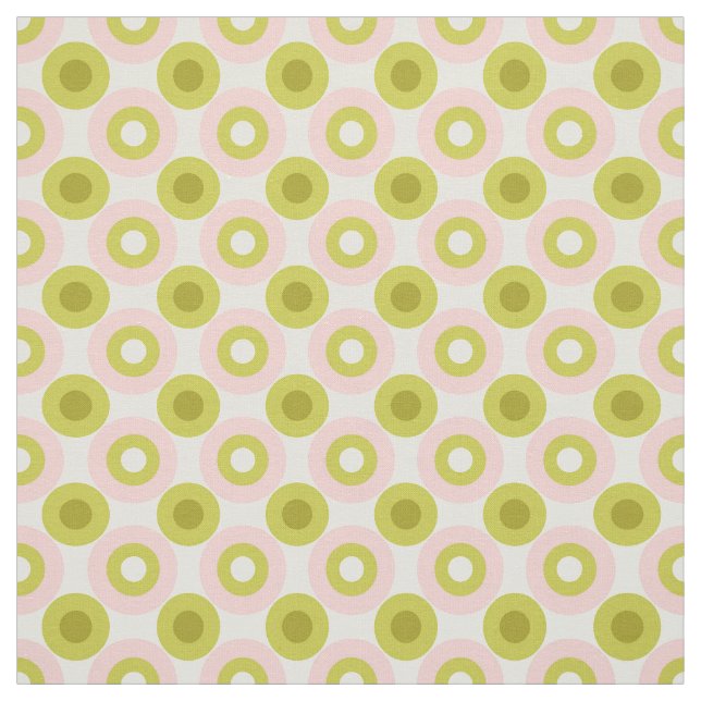 Tissu Motif Cercles Rose Vert Rétro (Échantillon)