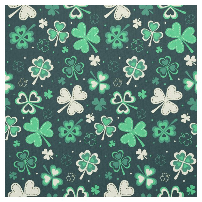 Tissu Motif chanceux vert-foncé de shamrock de St (Échantillon)