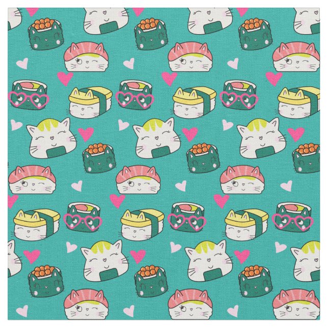 Tissu Motif Chat Lucky (Fermer)