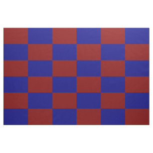 Tissu Motif Checkered rouge foncé et bleu de rectangles