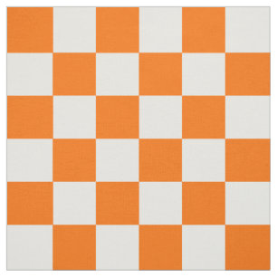 Tissu Motif chèque À damiers blanc orange